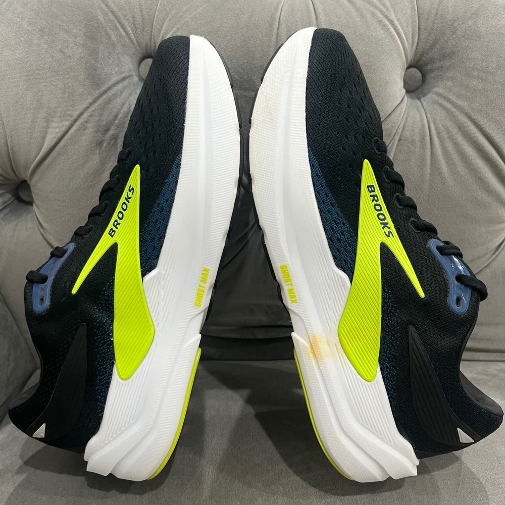 Brooks Ghost Max 3 Running Shoes Mens 12 Black/Navy/Acid Lime Athletic Sneakers - Picture 3 of 11